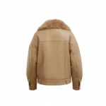 Tan Faux Fur Leather Jacket Back