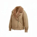 Tan Faux Fur Leather Jacket Left