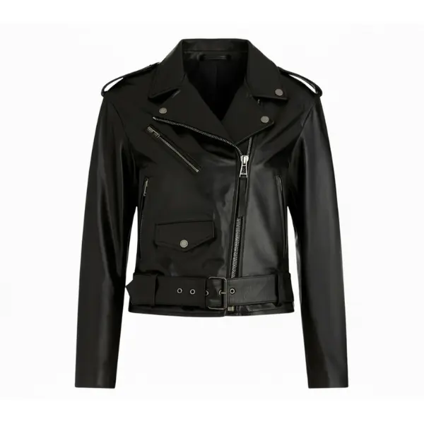 Women Black Leather Biker Jacket