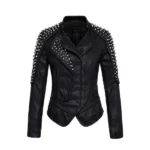 Women Black Leather Punk Style Jacket