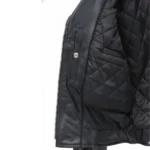 Women Black Leather Short Fringe Jacket - Image 3