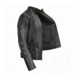 Women Casual Black Cafe Racer Leather Jacket Rigt