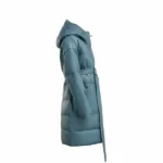 Women Light Blue Puffer Jacket with Hood Right
