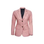 Women Pink Leather Blazer Front