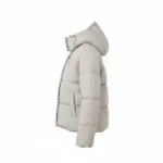 Women White Puffer Jacket with Hood Left