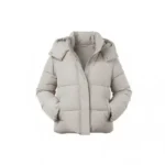 Women White Puffer Jacket with Hood Style