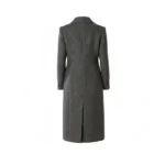 Womens Black Herringbone Double Breasted Wool Coat Back