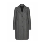 Womens Black Single Breasted Wool Coat Front