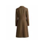 Womens Brown Herringbone Single Breasted Wool Coat Back