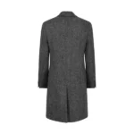 Womens Charcoal Black Single Breasted Wool Coat Back