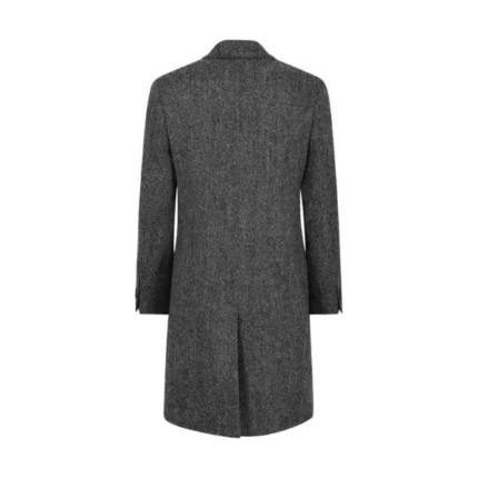 Womens Charcoal Black Single Breasted Wool Coat Back