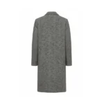 Womens Grey Single Breasted Wool Coat Back