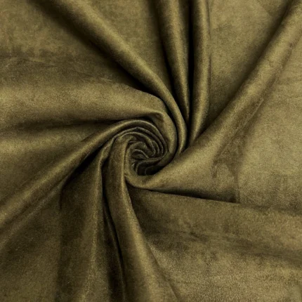 Women's Olive Green Suede Double Breasted Trench Coat Material
