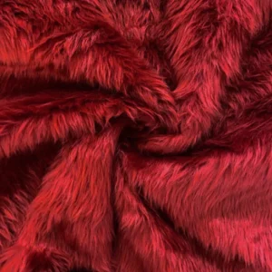 Women's Red Faux Fur Shaggy Jacket Material