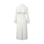 Women's White Leather Trench Coat with Belt Back