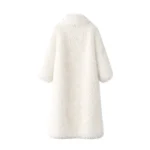 Women's White Long Faux Fur Shaggy Coat Back