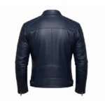 Men's Blue Cafe Racer Leather Jacket Back