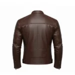 Men's Brown Cafe Racer Leather Jacket Back