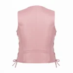 Women's Pink Leather Biker Vest Back