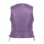 Women's Purple Leather Biker Vest Back